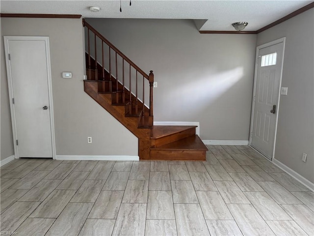 700 Rapidan River Ct Unit D, Chesapeake, VA 23320 - entryway with baseboards, ornamental molding, stairs, and wood tiled floor
