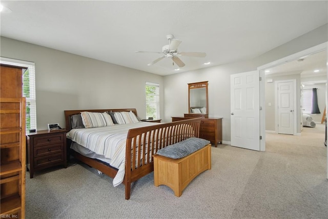 828 Vanderbilt Ave, Virginia Beach, VA 23451 - bedroom with baseboards, ceiling fan, light carpet, and recessed lighting