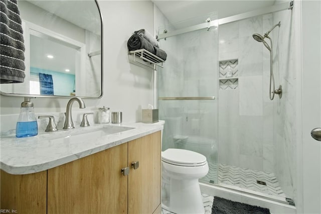 828 Vanderbilt Ave, Virginia Beach, VA 23451 - bathroom featuring vanity, a shower stall, and toilet