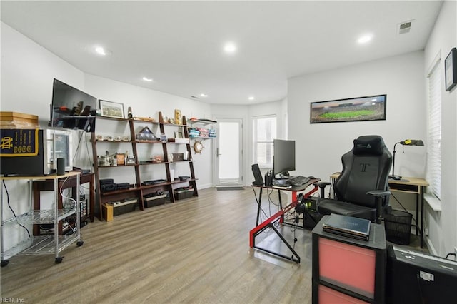 828 Vanderbilt Ave, Virginia Beach, VA 23451 - office area with recessed lighting, wood finished floors, and visible vents