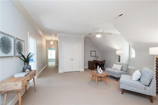 1263 Murphys Mill Rd, Suffolk, VA 23434 - living area featuring a wealth of natural light, light carpet, a ceiling fan, and visible vents