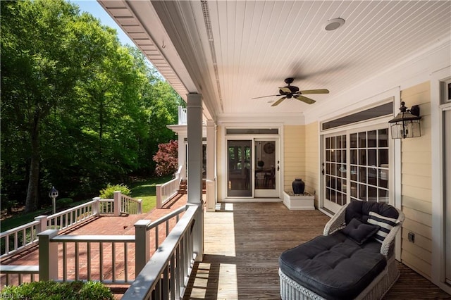 1263 Murphys Mill Rd, Suffolk, VA 23434 - wooden terrace with a ceiling fan