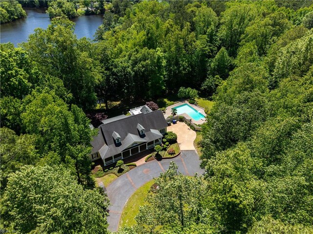 1263 Murphys Mill Rd, Suffolk, VA 23434 - drone / aerial view with a water view and a forest view