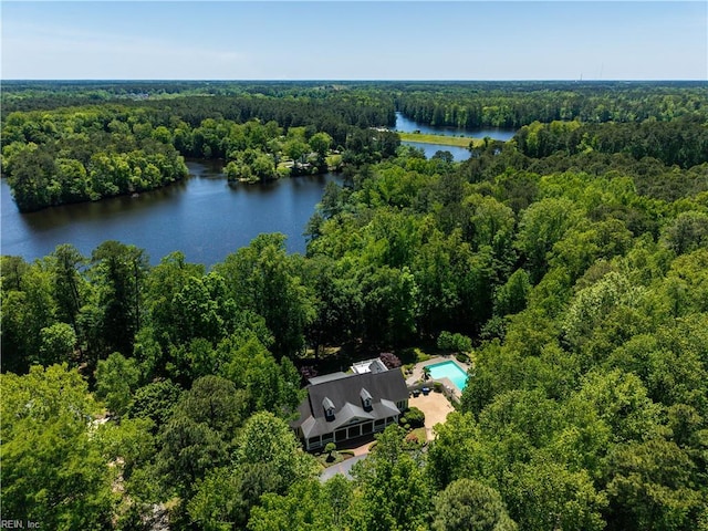 1263 Murphys Mill Rd, Suffolk, VA 23434 - birds eye view of property featuring a view of trees and a water view