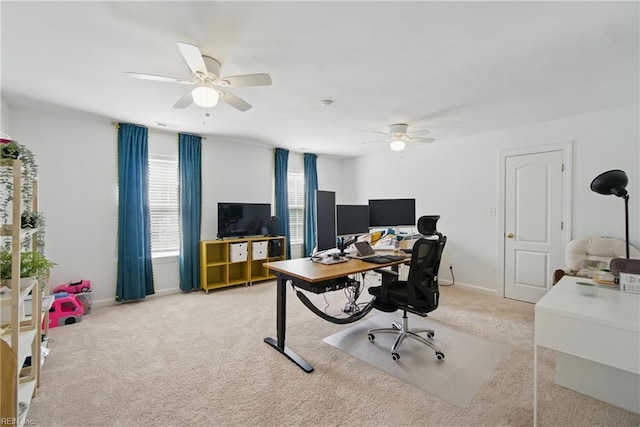 1728 Eleni Ct, Virginia Beach, VA 23453 - office featuring a ceiling fan, baseboards, and light carpet