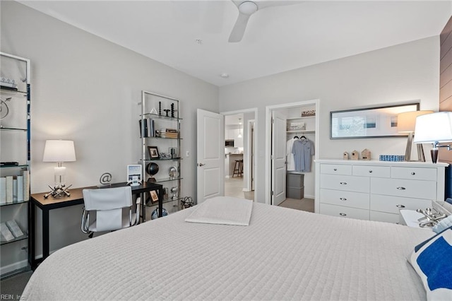1728 Vankar Dr, Virginia Beach, VA 23456 - bedroom with a closet, baseboards, ceiling fan, a spacious closet, and carpet flooring
