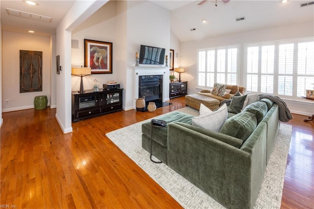 1829 Fury Way, Virginia Beach, VA 23456 - living room with visible vents, a fireplace with flush hearth, and wood finished floors