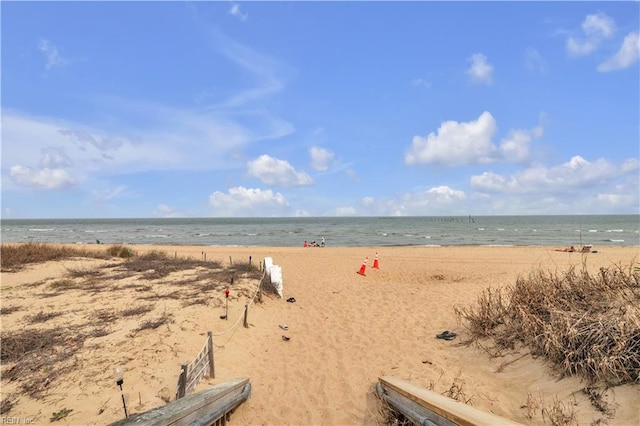view of water feature featuring a beach view