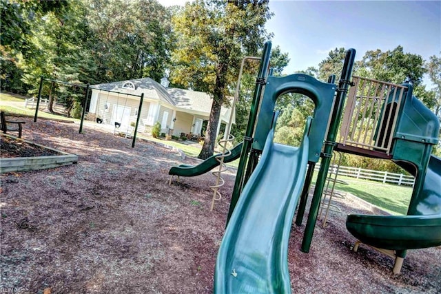 community play area with fence