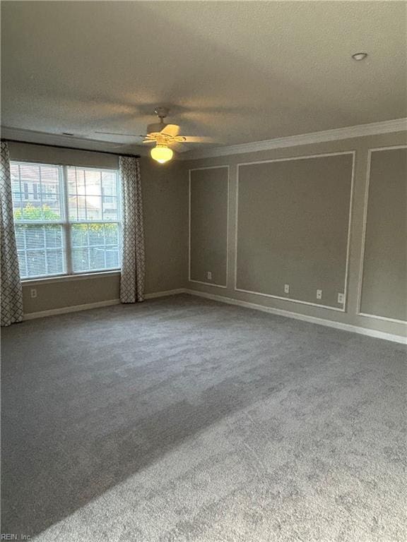 1803 Duntrune Gln, Williamsburg, VA 23188 - carpeted empty room with crown molding, baseboards, and ceiling fan