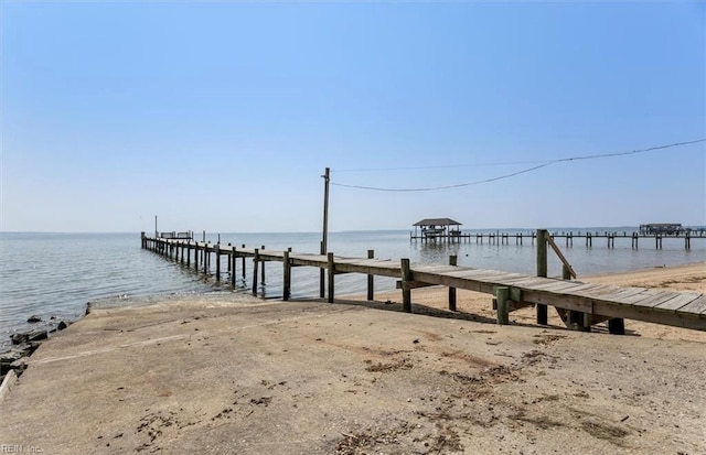 view of dock featuring a water view