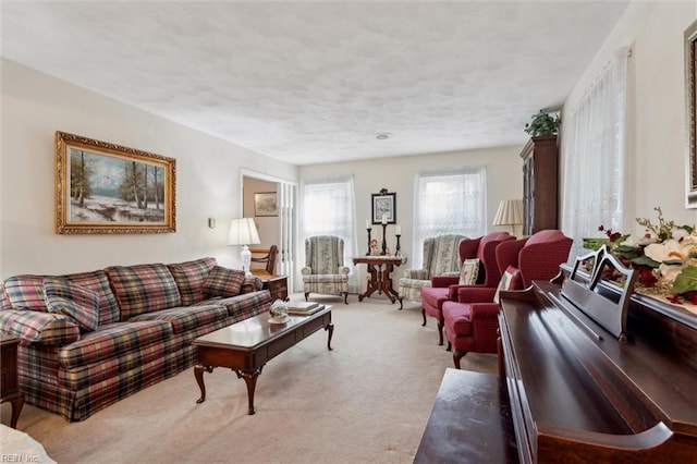 view of carpeted living area