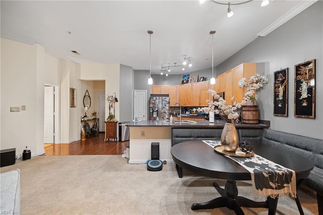 1400 Granby St Unit 117, Norfolk, VA 23510 - dining area featuring dark colored carpet and ornamental molding