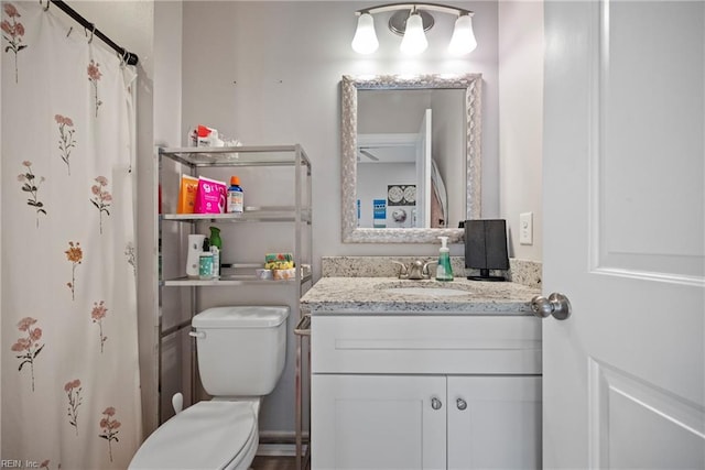 bathroom with toilet and vanity