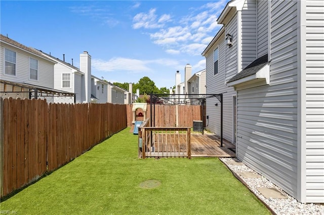 159 Stoney Ridge Ave, Suffolk, VA 23435 - view of yard with a fenced backyard, a deck, and a residential view