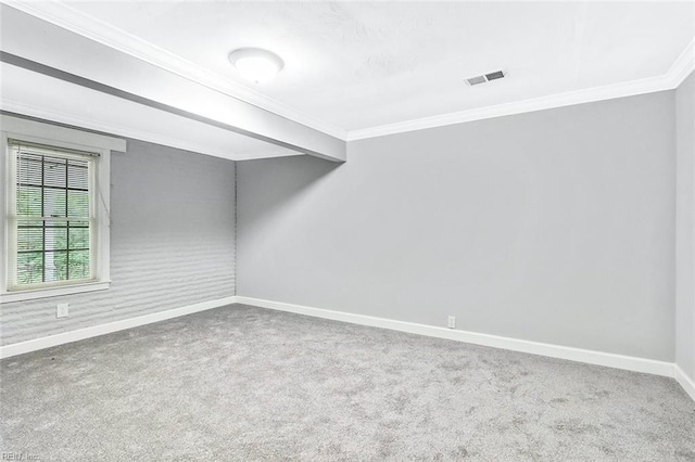 913 Garfield Ave, Suffolk, VA 23434 - carpeted spare room with visible vents, ornamental molding, and baseboards