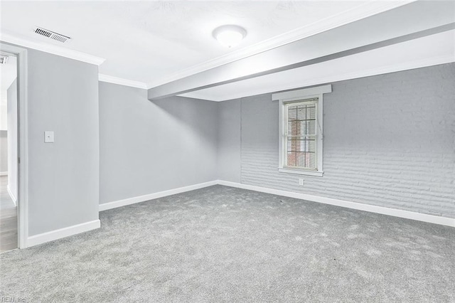 913 Garfield Ave, Suffolk, VA 23434 - basement with baseboards, ornamental molding, carpet flooring, and visible vents