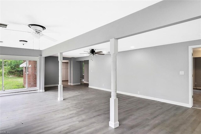 913 Garfield Ave, Suffolk, VA 23434 - below grade area featuring a ceiling fan, baseboards, and wood finished floors