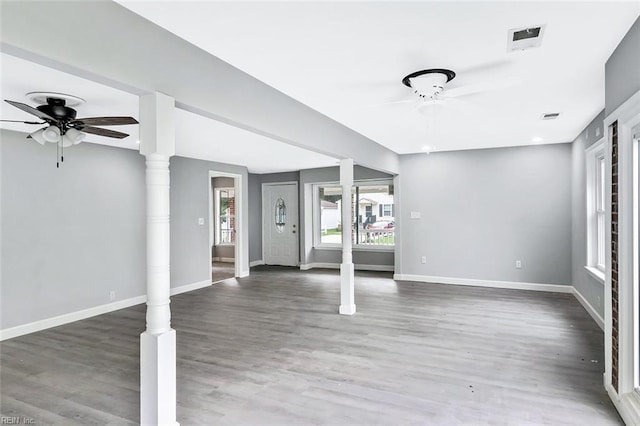 913 Garfield Ave, Suffolk, VA 23434 - interior space with baseboards, a ceiling fan, and visible vents
