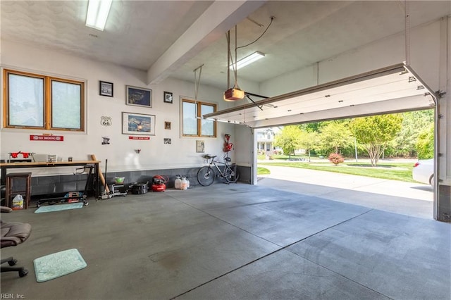 garage with a garage door opener