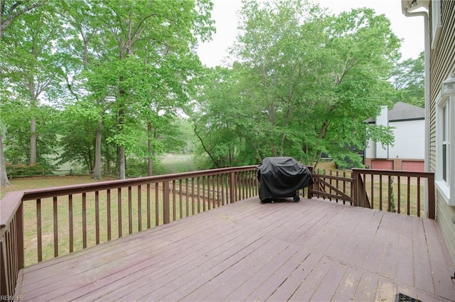 deck with a grill