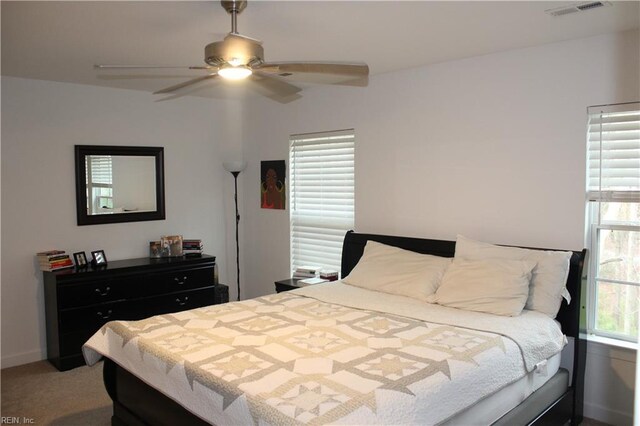 2552 Fieldsway Dr, Chesapeake, VA 23320 - carpeted bedroom featuring visible vents and ceiling fan