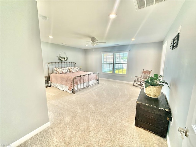 107 Mill Creek Rd, Edenton, NC 27932 - bedroom with baseboards, carpet floors, recessed lighting, and a ceiling fan