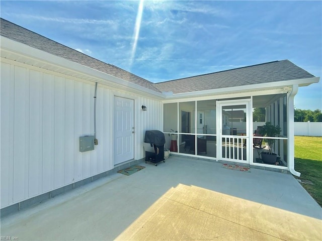 107 Mill Creek Rd, Edenton, NC 27932 - view of patio / terrace featuring a sunroom, area for grilling, and fence