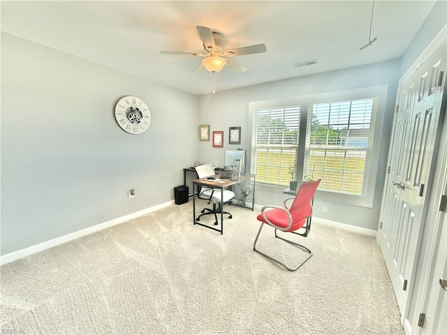 107 Mill Creek Rd, Edenton, NC 27932 - office area with carpet floors, baseboards, and a ceiling fan