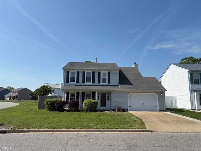 1101 Revelstroke Ct, Virginia Beach, VA 23454 - traditional-style home with a garage, driveway, and a chimney