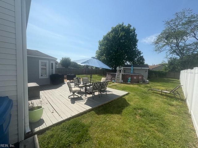 1101 Revelstroke Ct, Virginia Beach, VA 23454 - view of yard featuring a wooden deck, a hot tub, and outdoor dining area