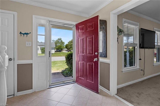 1101 Revelstroke Ct, Virginia Beach, VA 23454 - entryway with baseboards, plenty of natural light, ornamental molding, and tile patterned flooring