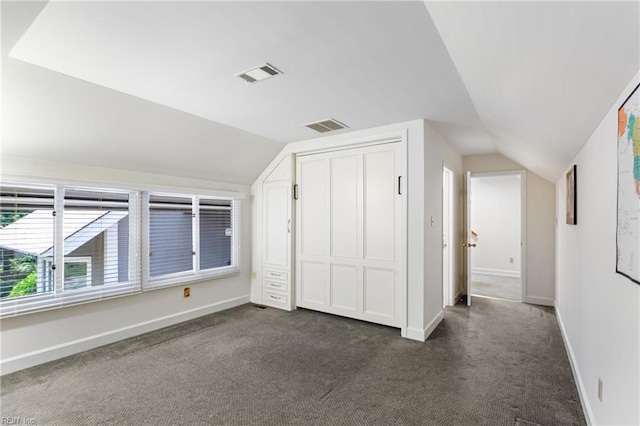 200 Moodys Run, Williamsburg, VA 23185 - additional living space featuring vaulted ceiling, dark colored carpet, and baseboards