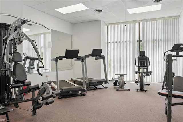 2830 Shore Dr Unit 900, Virginia Beach, VA 23451 - gym with visible vents, carpet floors, and a wealth of natural light