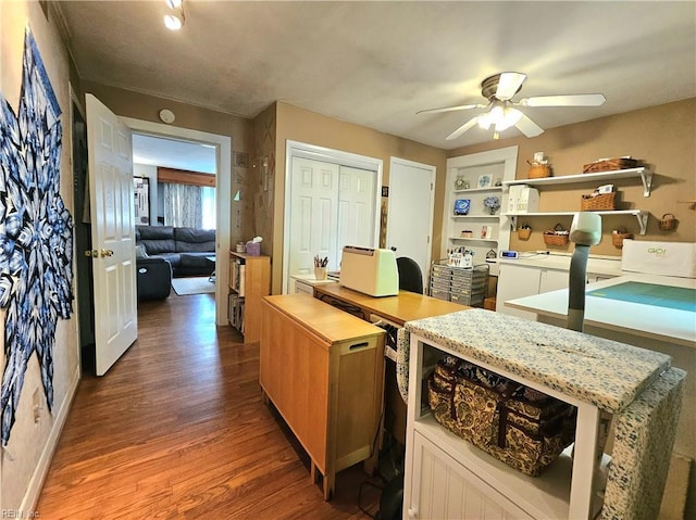 215 N 6th St, Hampton, VA 23664 - office area featuring ceiling fan and dark wood-type flooring