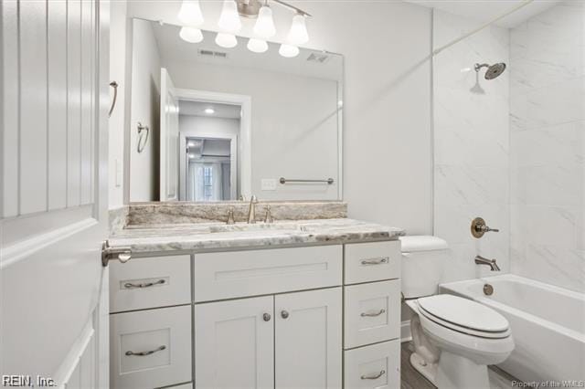 3009 Ridge Dr, Toano, VA 23168 - bathroom with toilet, visible vents, tub / shower combination, and vanity