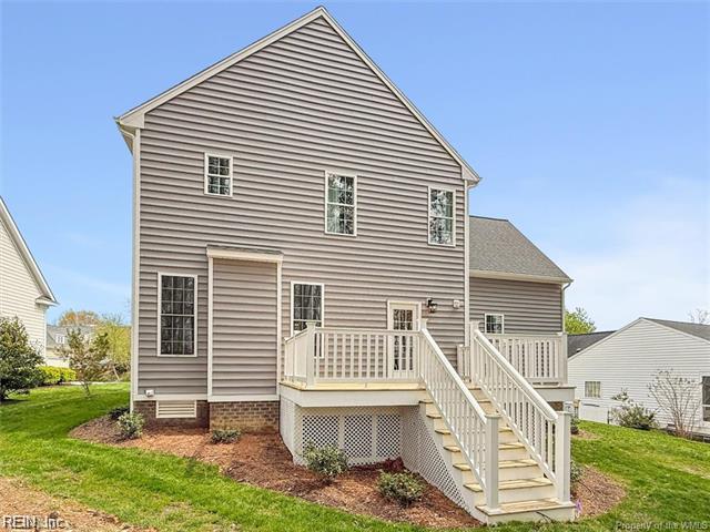 3009 Ridge Dr, Toano, VA 23168 - rear view of property with stairs, a yard, and a deck