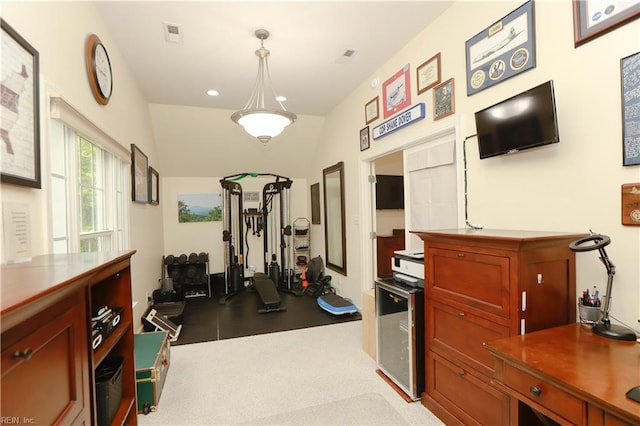 exercise area featuring visible vents
