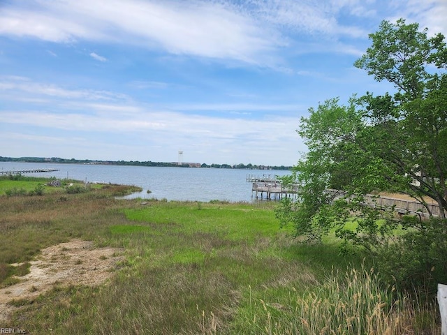 view of water feature featuring a dock