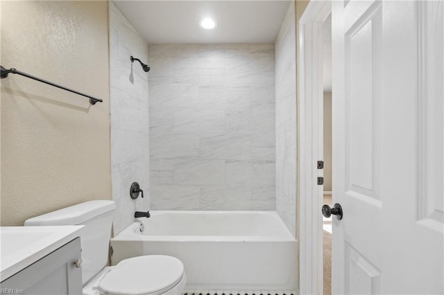 2509 Tidewater Dr, Norfolk, VA 23504 - bathroom featuring toilet, vanity,  shower combination, and recessed lighting
