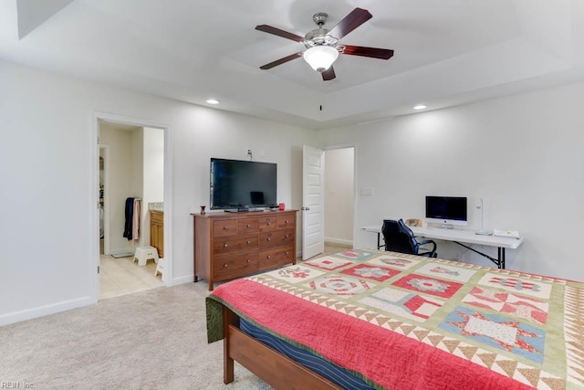 3214 Herbert St, Norfolk, VA 23513 - carpeted bedroom featuring recessed lighting, baseboards, ceiling fan, and a raised ceiling