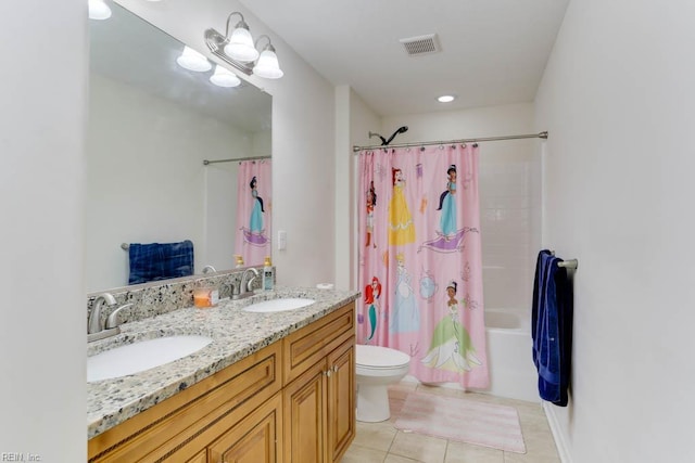 3214 Herbert St, Norfolk, VA 23513 - full bathroom featuring toilet, tile patterned floors, shower / bathtub combination with curtain, and a sink