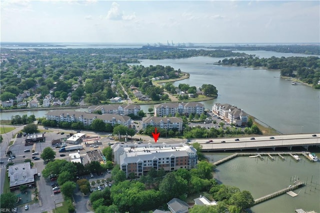 aerial view of a nearby body of water
