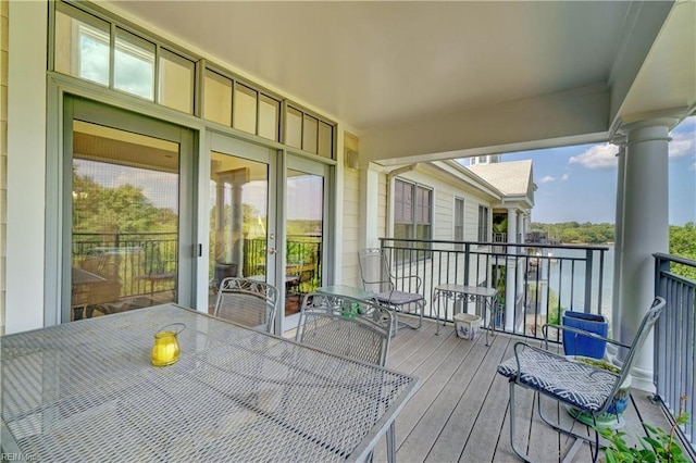 wooden terrace featuring french doors