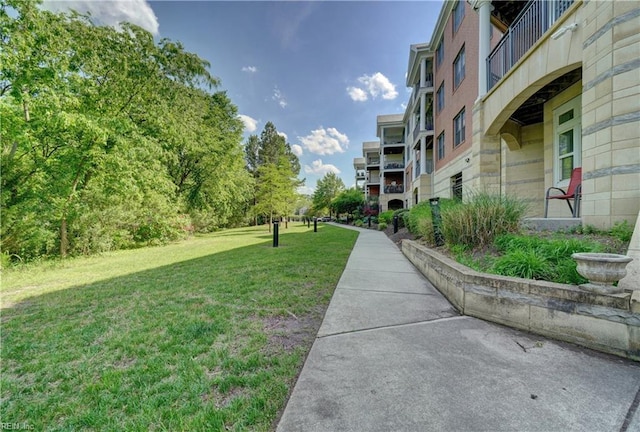 view of property's community with a yard