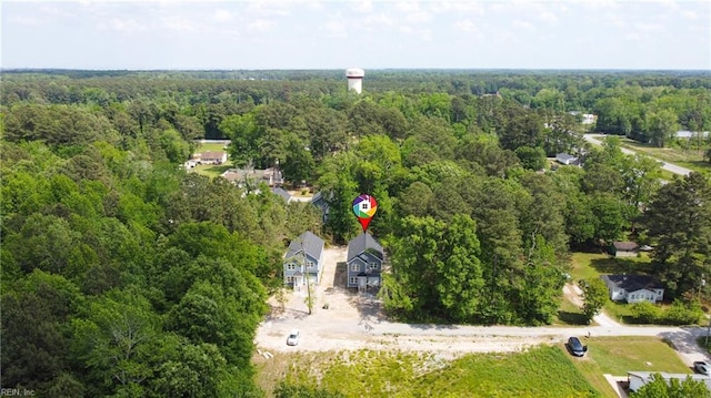 drone / aerial view with a forest view