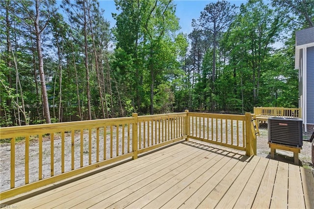 wooden deck with central air condition unit