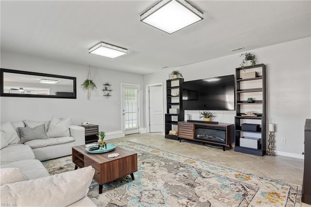 living room with baseboards
