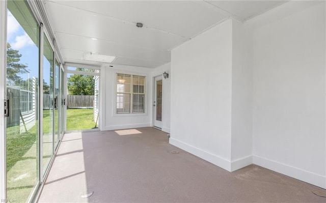 view of unfurnished sunroom