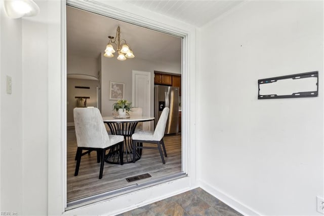 1312 E Norcova Dr, Norfolk, VA 23502 - dining space featuring baseboards, a notable chandelier, and visible vents